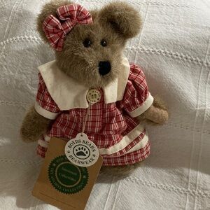 VINTAGE Boyds Bears Red and White Plaid Bear
